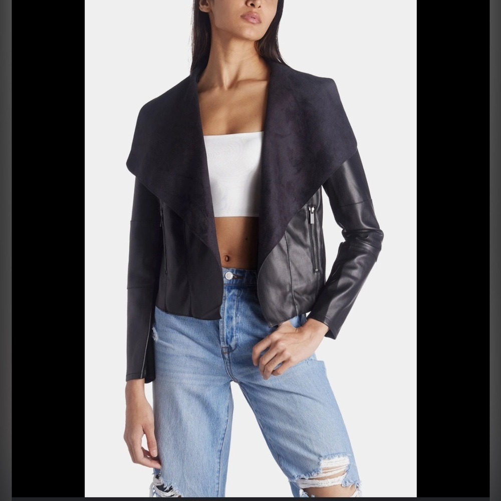 Womens Asymmetric Faux Leather Basic Jacket Size L/XL?